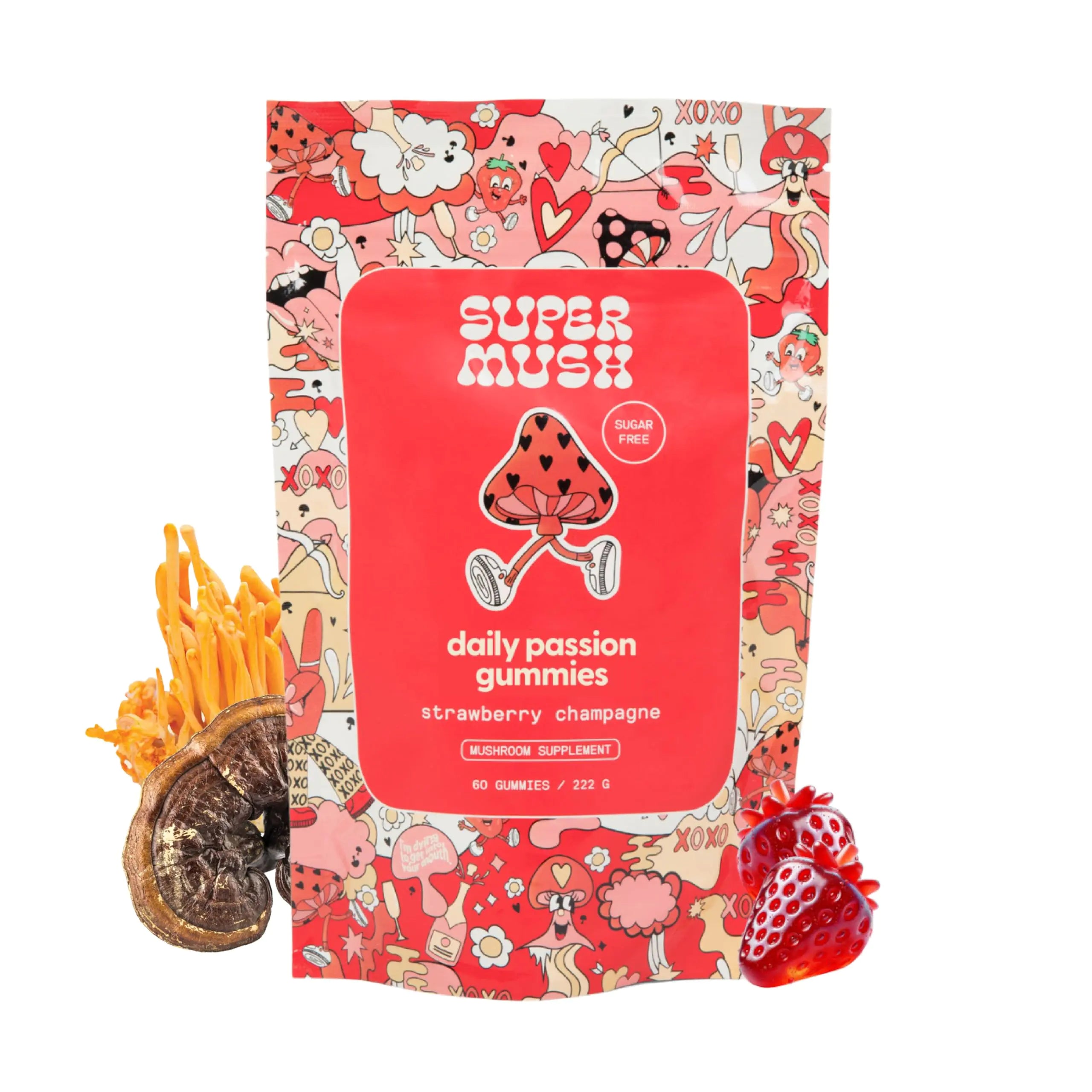 SuperMush Horny Goat Weed Gummies - Horny Goat Weed for Men & Women with Cordyceps Reishi & Maca Root - Maximize Blood Flow Increase Mood & Stamina - Enhance Vitality for Women & Men