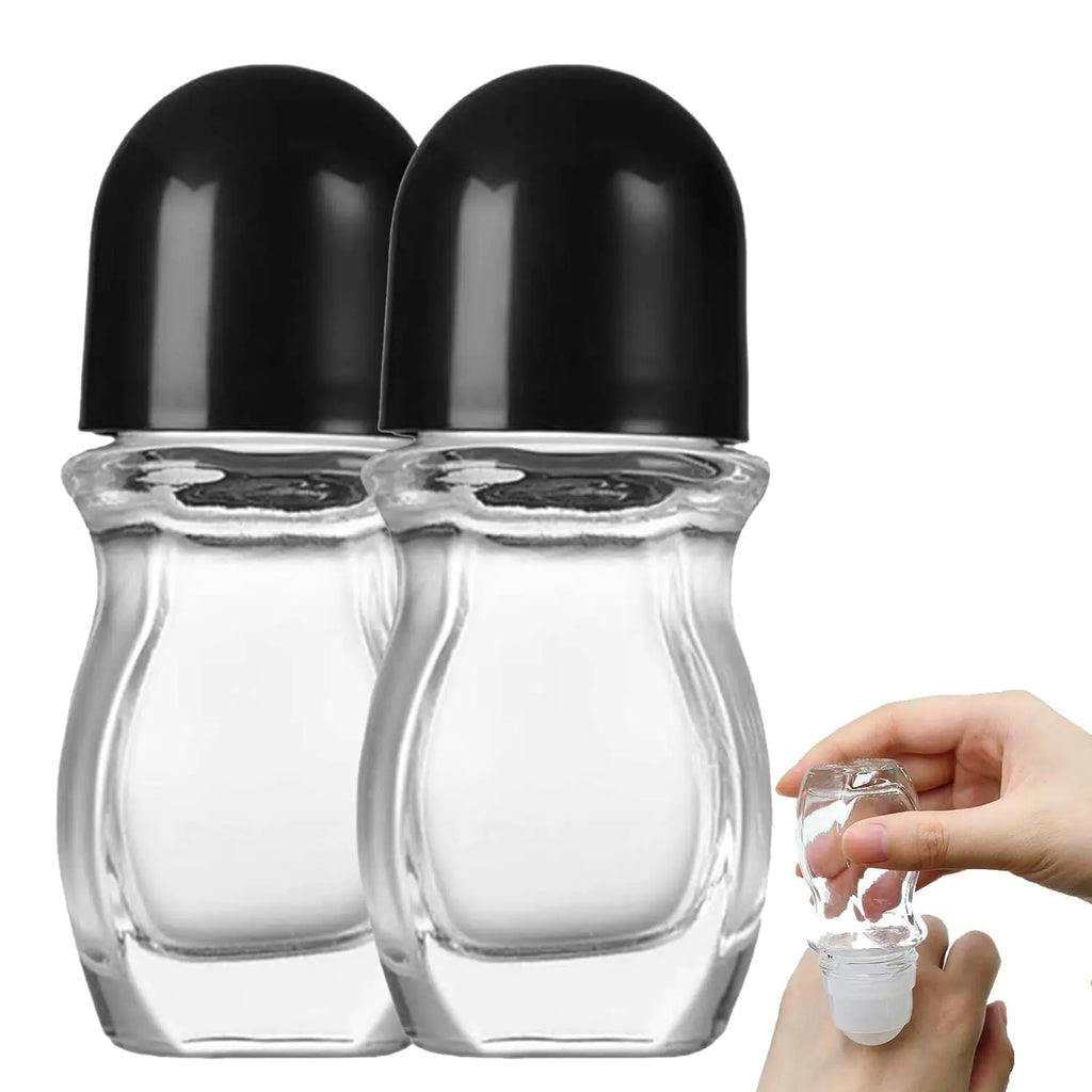 Generic 2PCS Glass Empty Roller Bottles with Plastic Roller Ball Deodorant Roll on Bottles Containers Leak Proof Massage Roller Ball Bottles with Cap for Essential Oils Perfume Cosmetics(30ml)